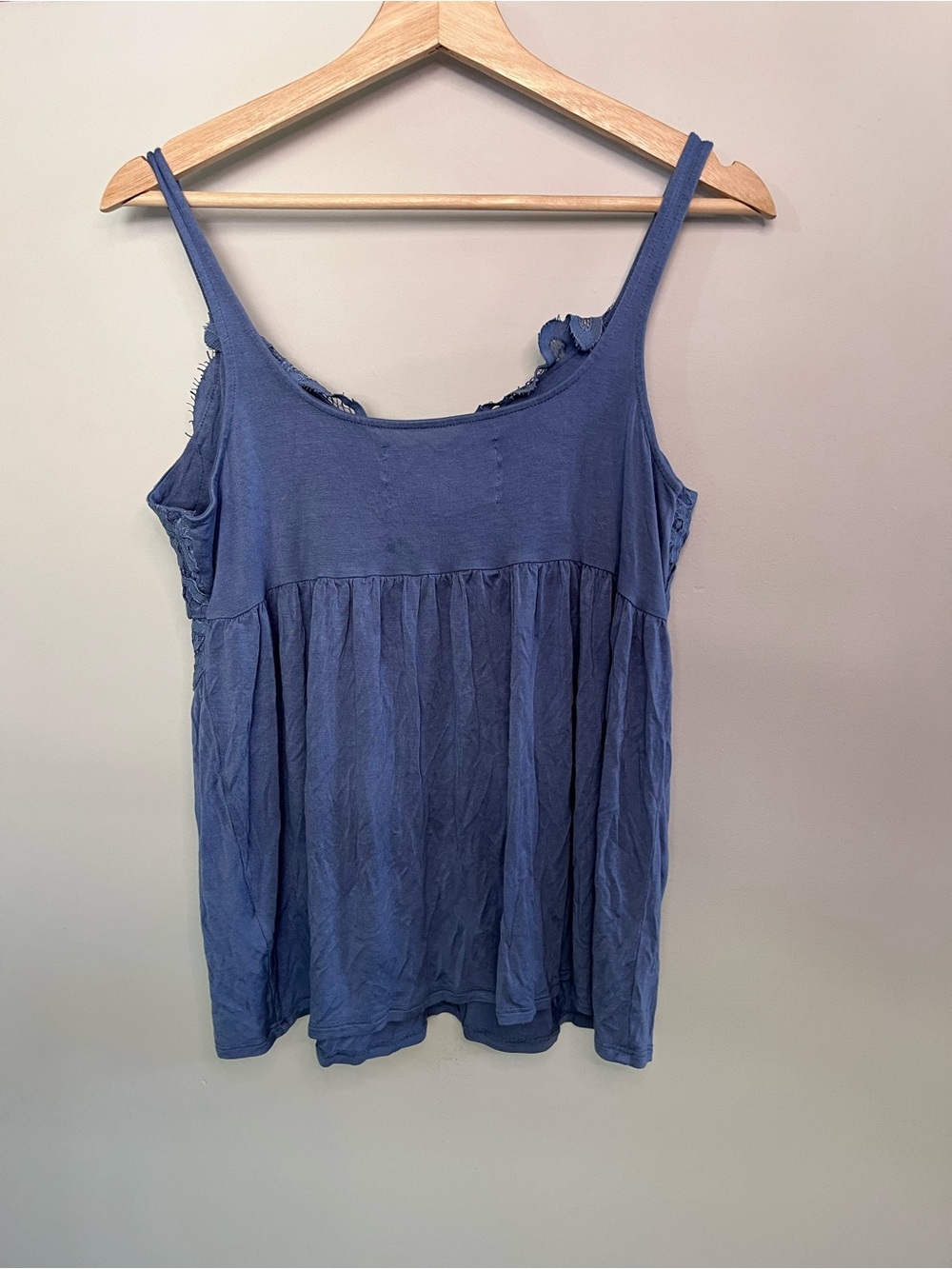 Cupio Blue Lace Empire Waist Babydoll Cami Tank Top Medium - Picture 2 of 6